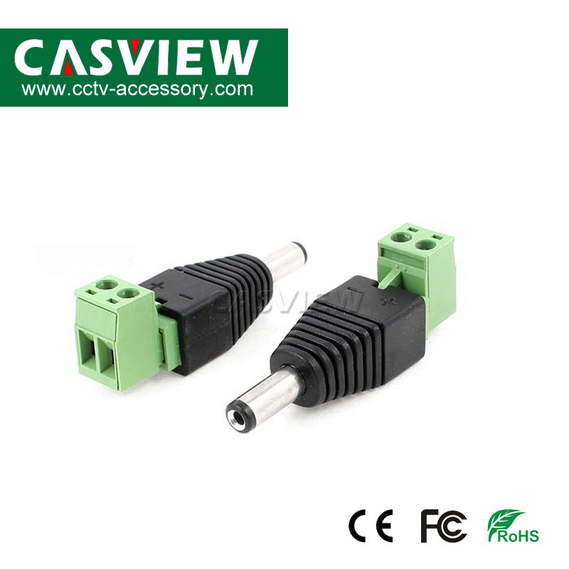 Plugable DC Male Connector with Screw-Type Green and Black Color CCTV Cable Terminal Connection CBN-029